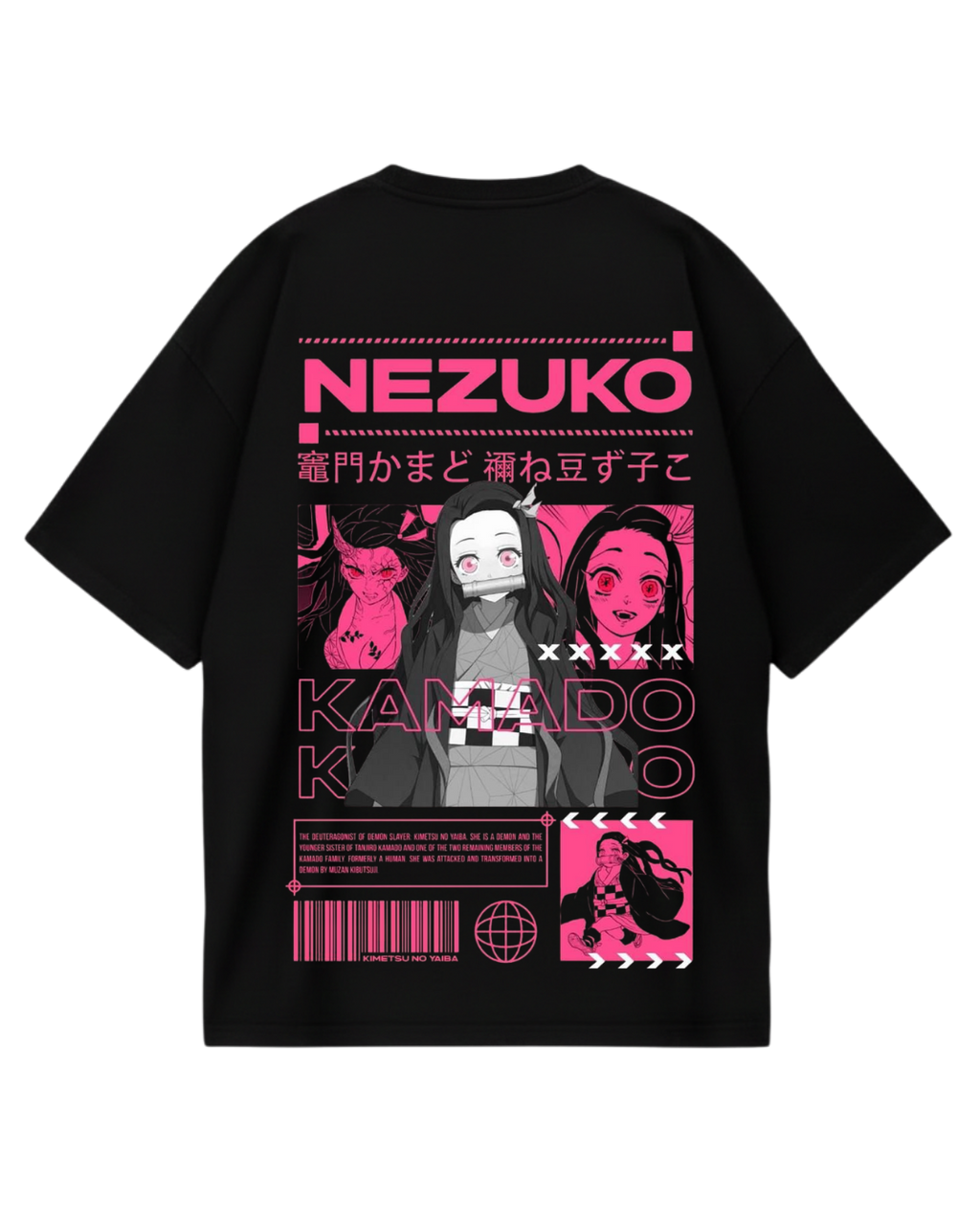 Demon Slayer Nezuko Black Pink Oversized Tee