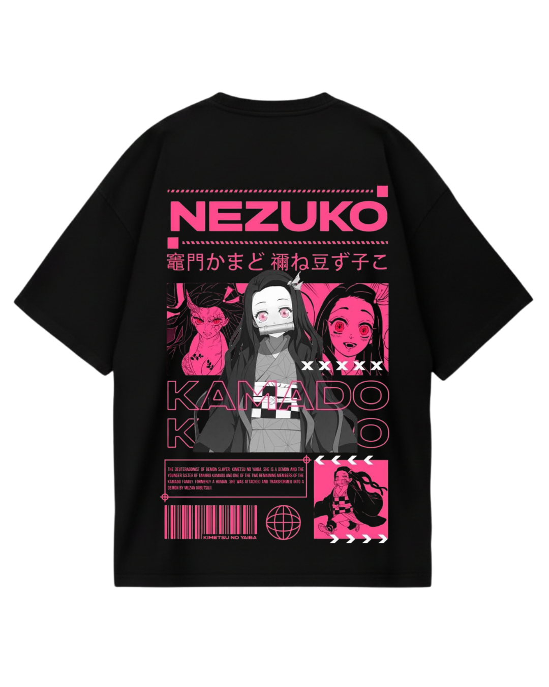 Demon Slayer Nezuko Black Pink Oversized Tee