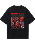 Portugal Black Ronaldo Grid Oversized Tee