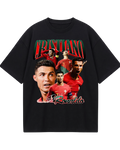 Portugal Black Ronaldo Retro Oversized Tee