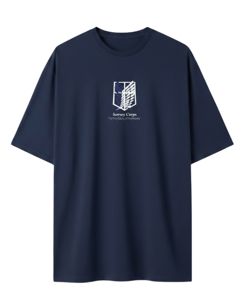 Attack On Titan Navy Blue Oversized Tee