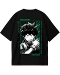 My Hero Academia Deku Green Desgin Black Oversized Tee