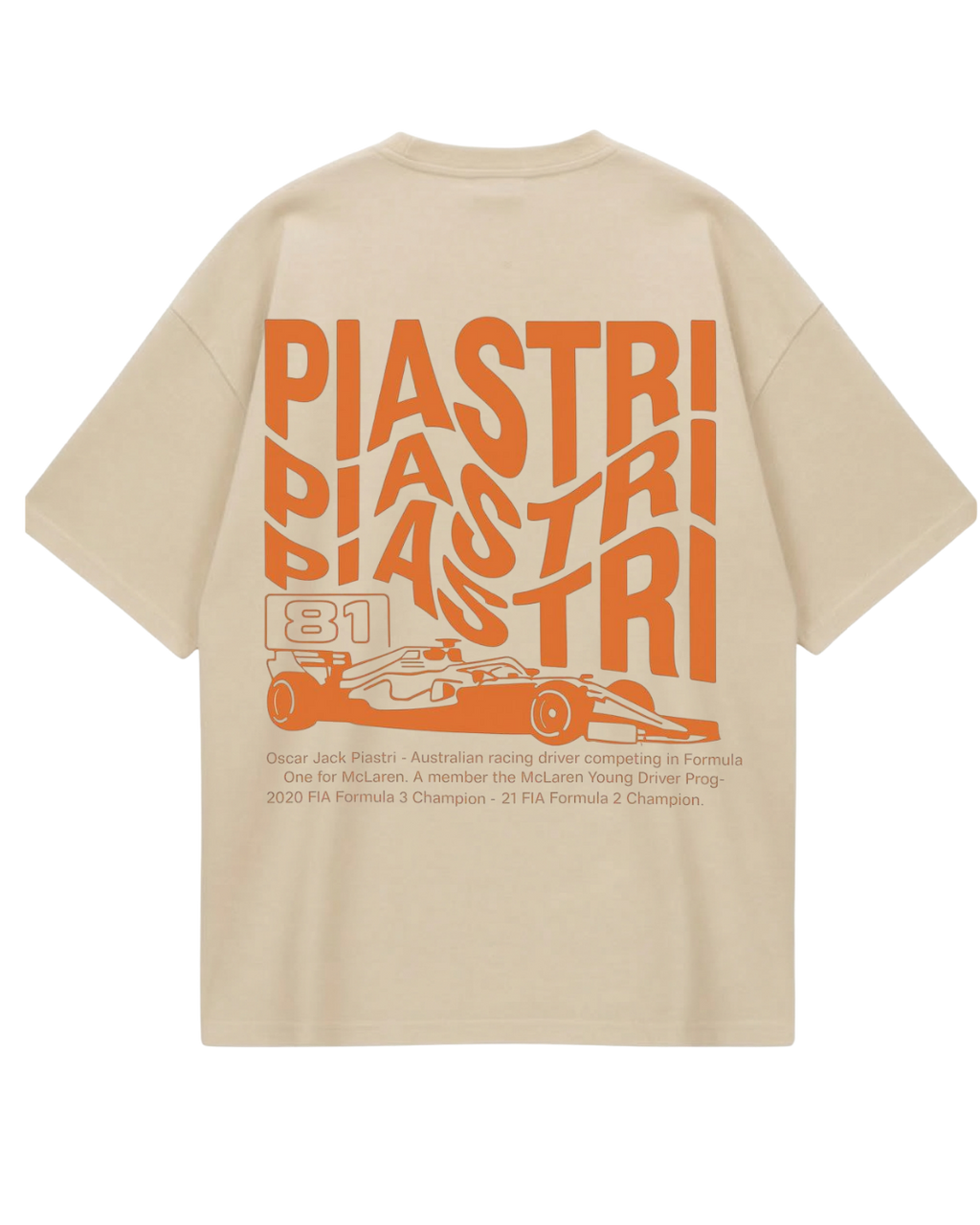 Oscar Piastri Beige Oversized Tee