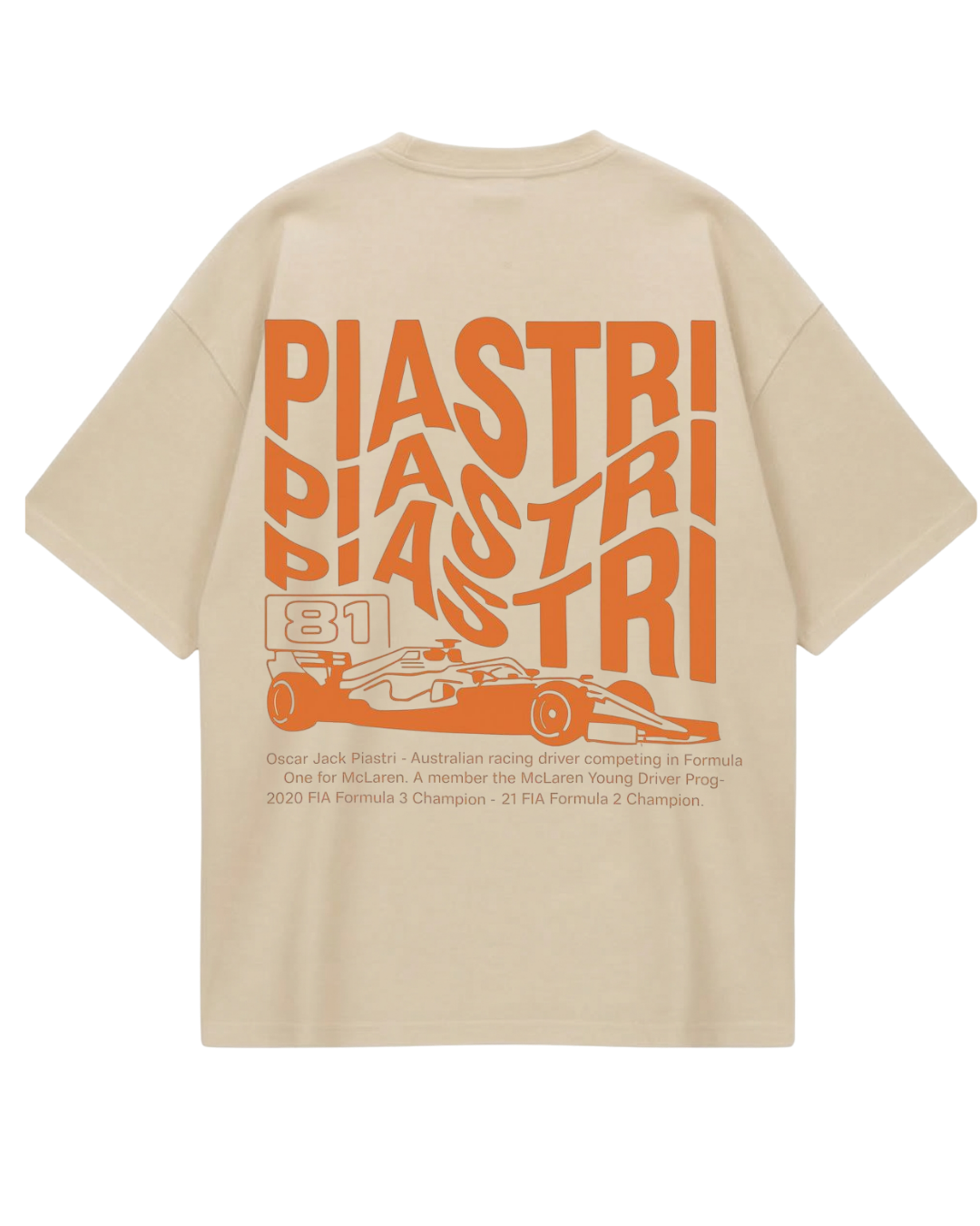 Oscar Piastri Beige Oversized Tee
