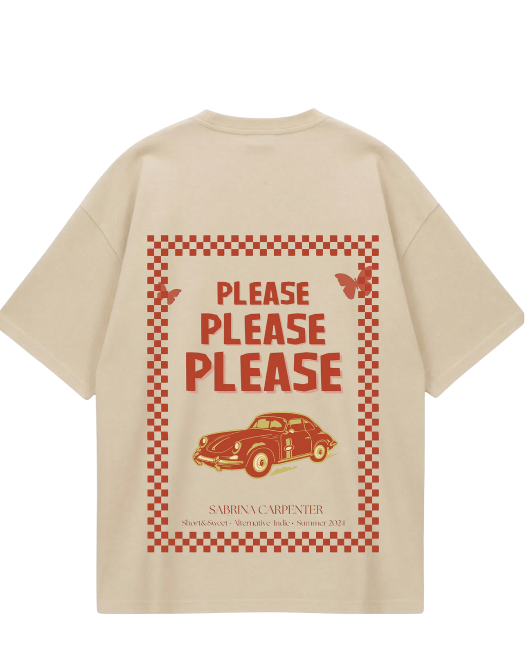 Sabrina Please Please Beige Oversized Tee