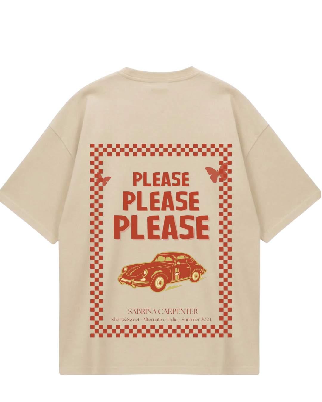 Sabrina Please Please Beige Oversized Tee