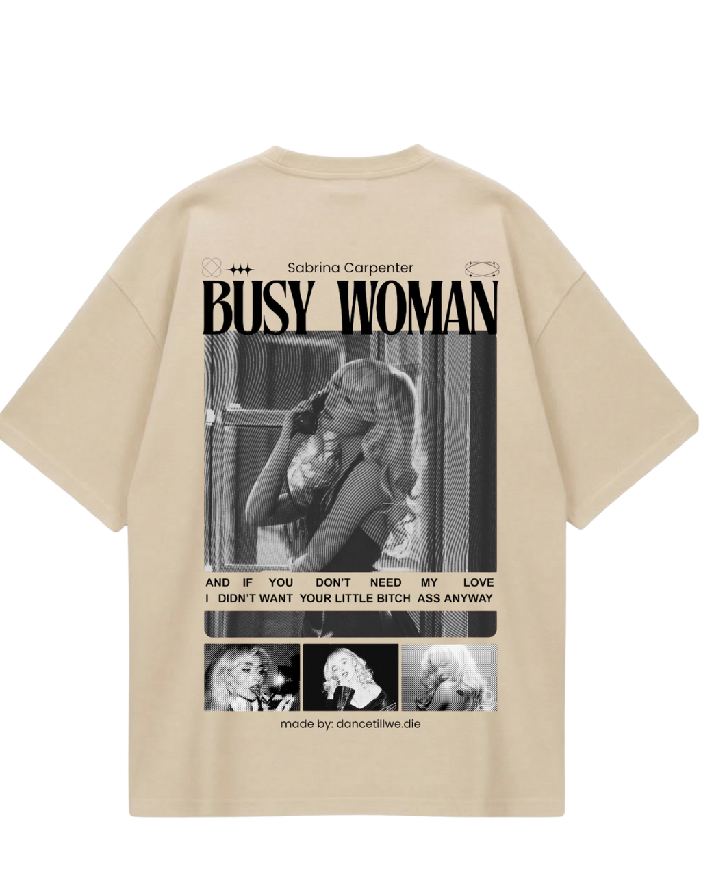 Sabrina  Beige Oversized Tee