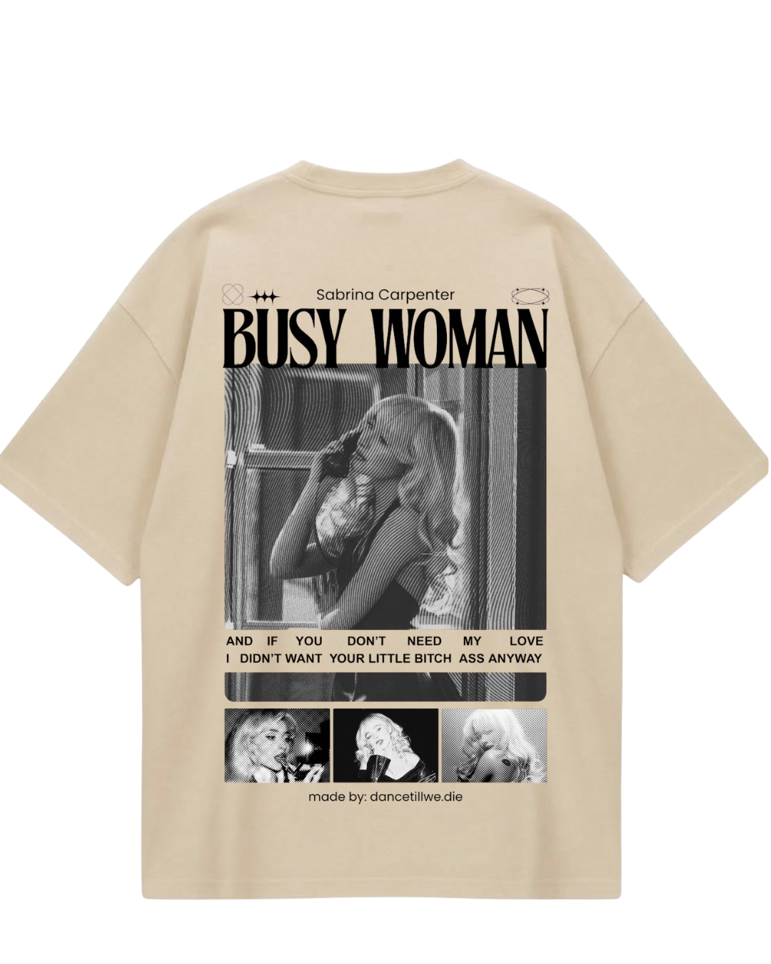 Sabrina  Beige Oversized Tee