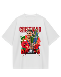 Portugal Ronaldo White Retro Oversized Tee