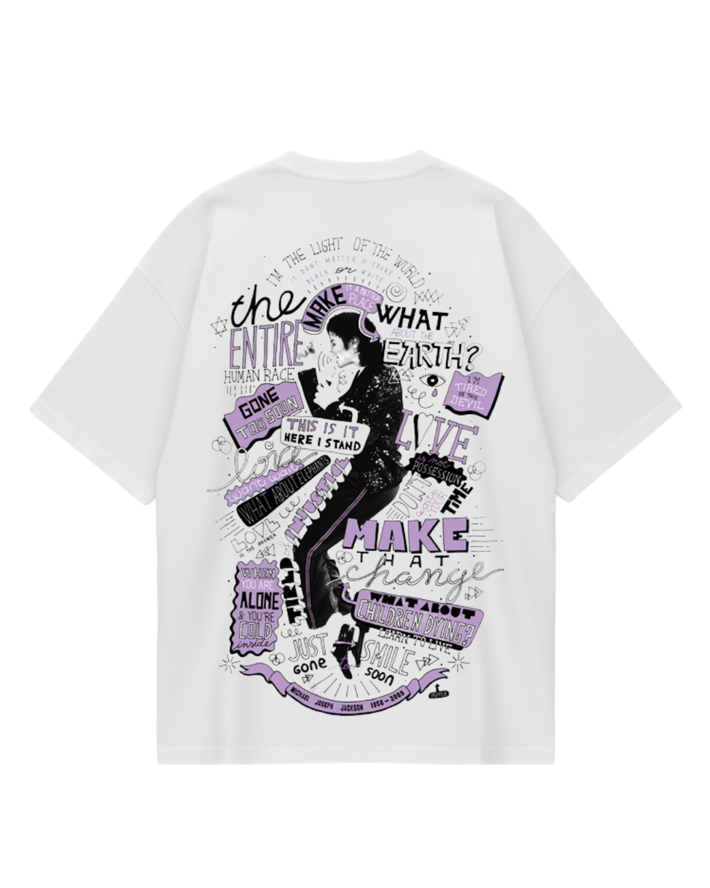 Michael Jackson White Purple Oversized Tee