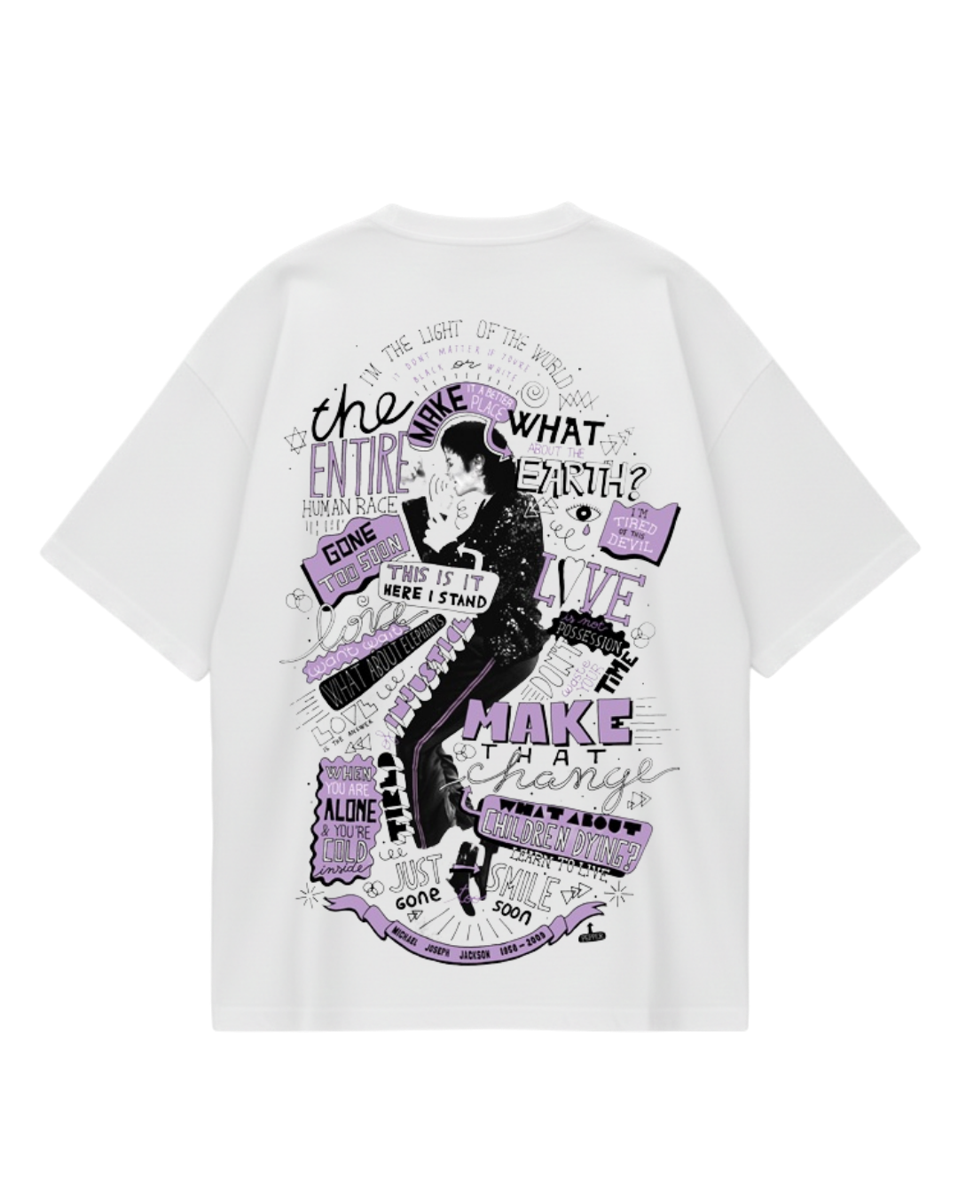 Michael Jackson White Purple Oversized Tee