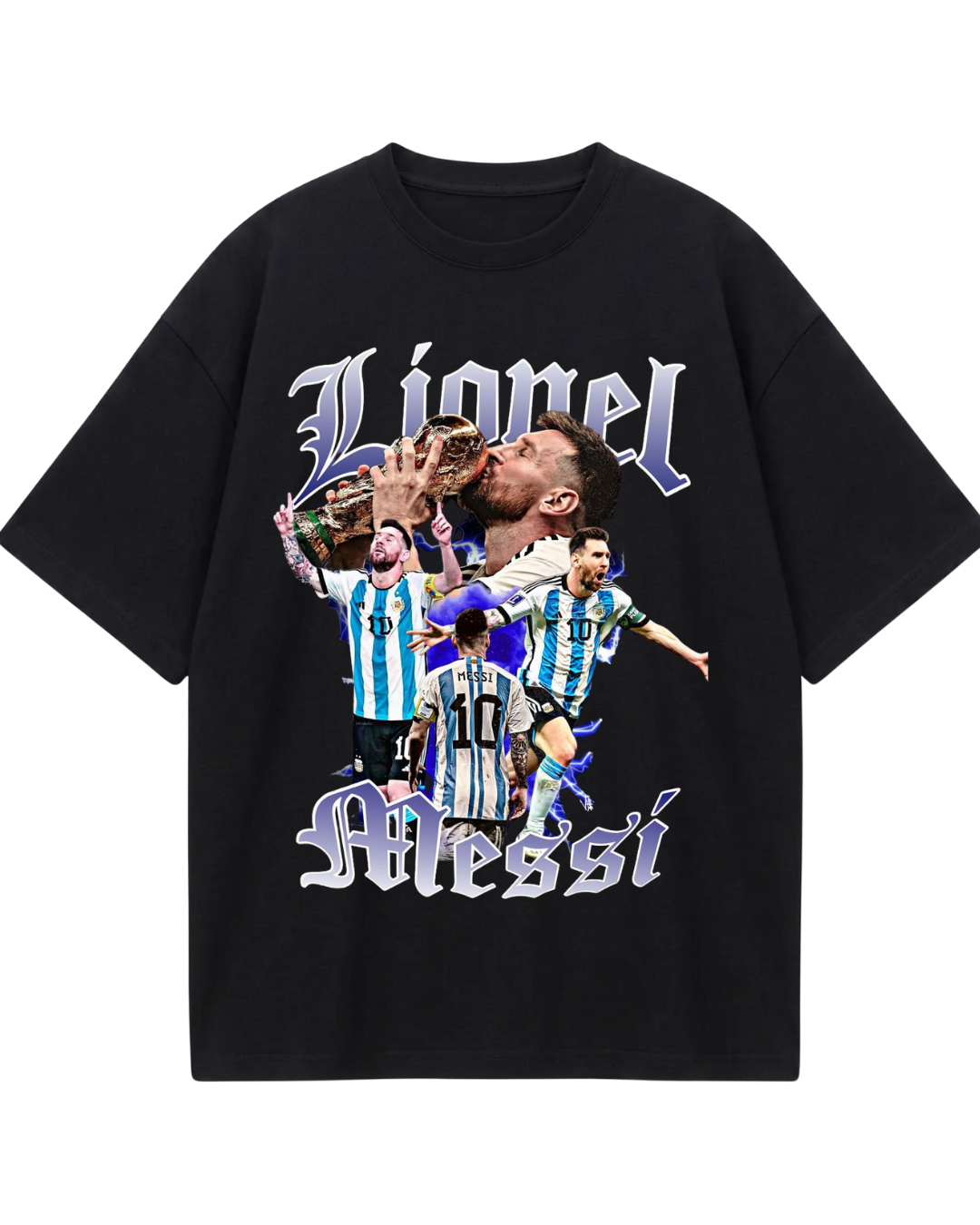 Argentina Messi Retro Black Oversized Tee
