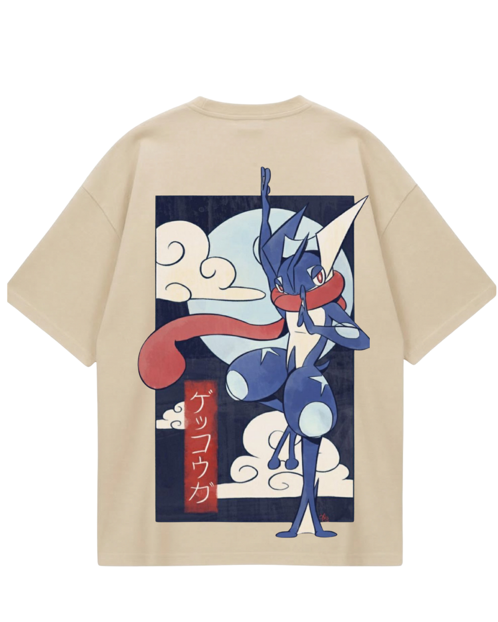 Greninja Poster Beige Oversized Tee