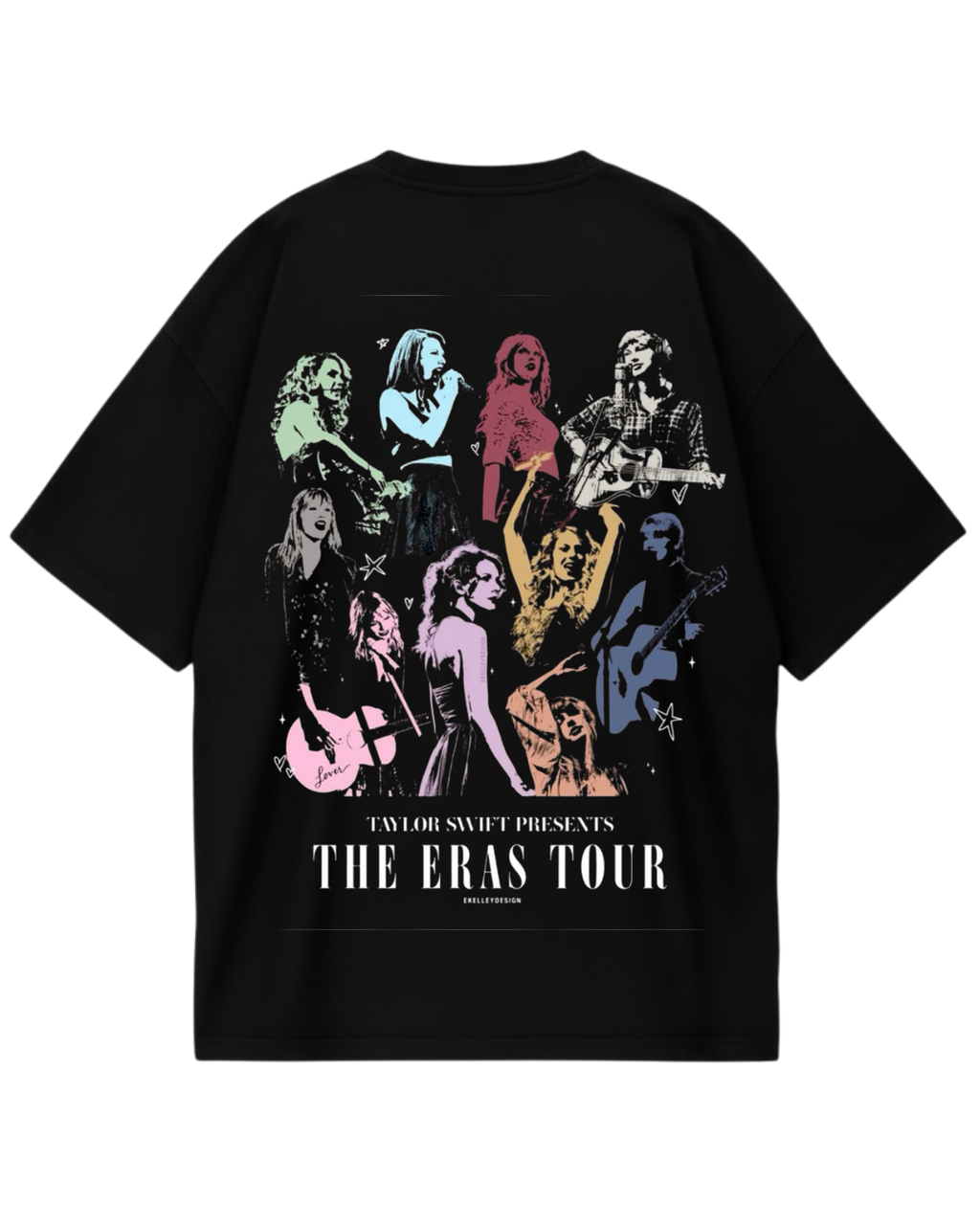 Taylor Swift Eras Design Black Oversized Tee