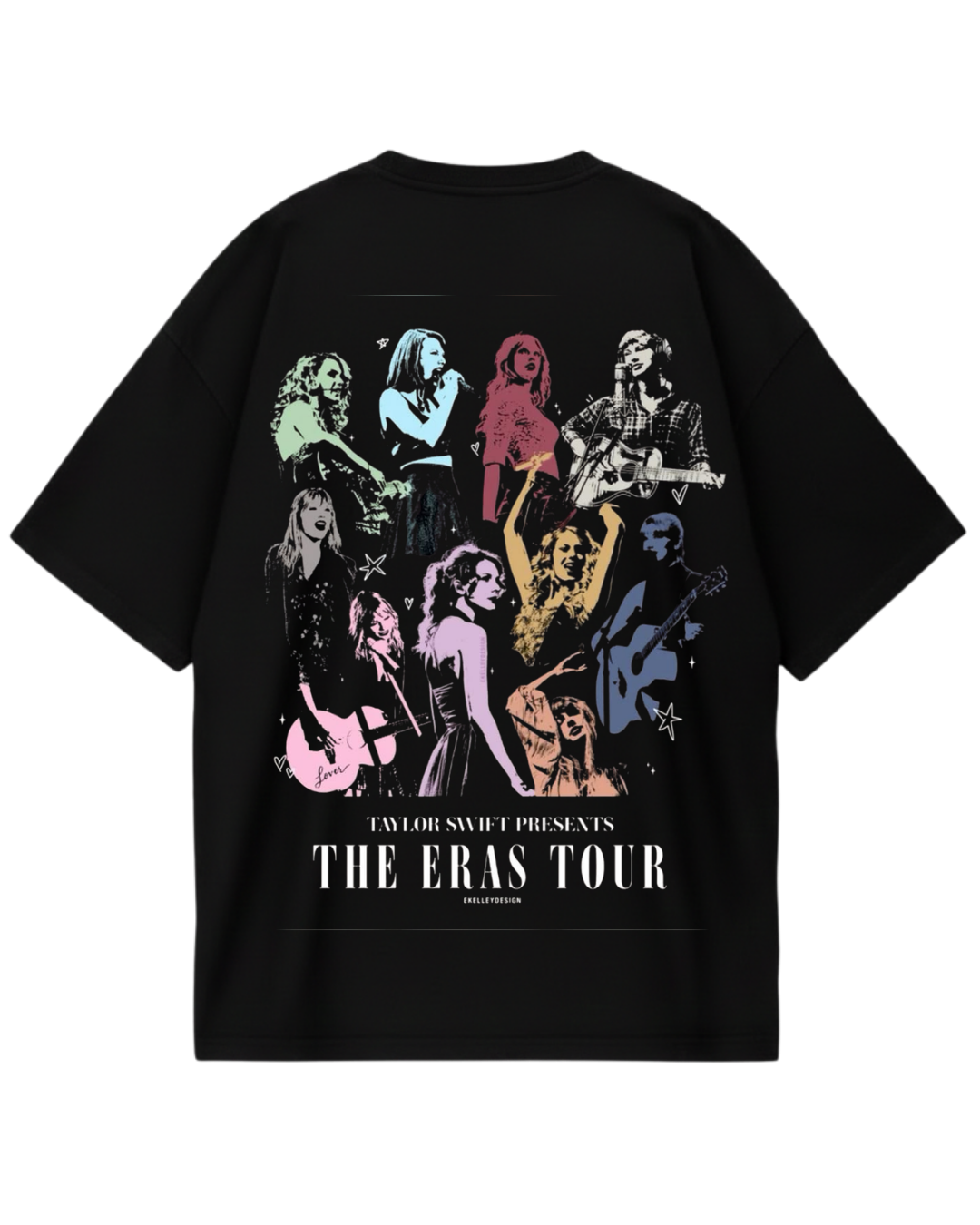 Taylor Swift Eras Design Black Oversized Tee
