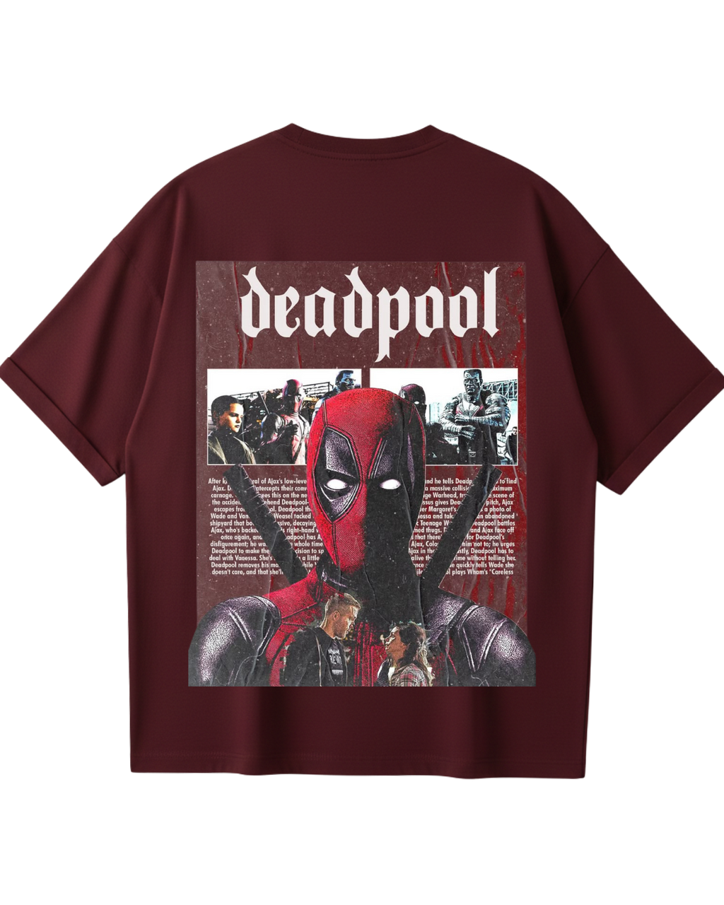 Deadpool Maroon Poster Oversized Tee