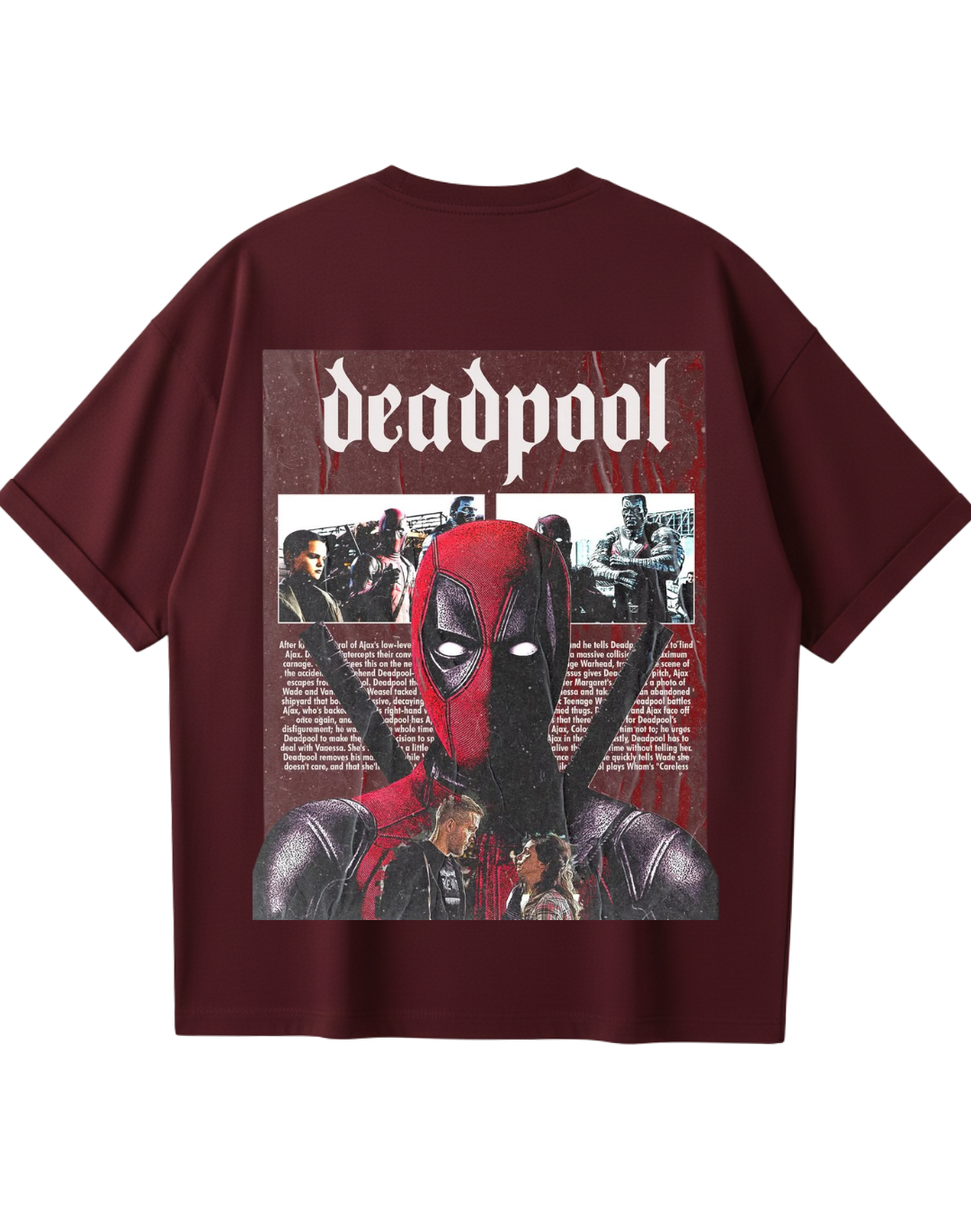 Deadpool Maroon Poster Oversized Tee