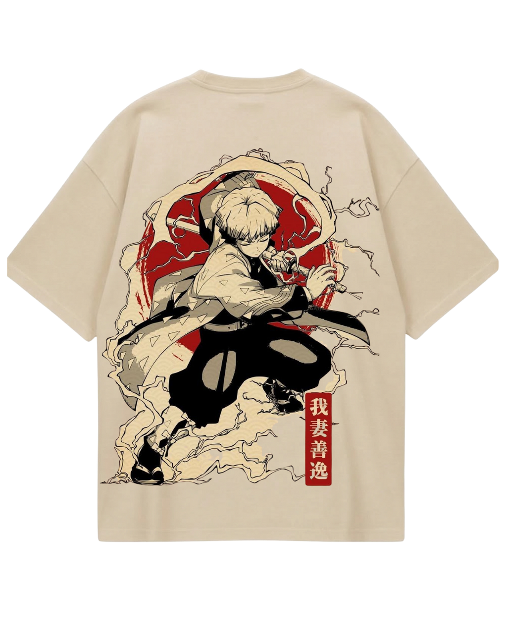 Demon Slayer Zenitsu Beige Oversized Tee