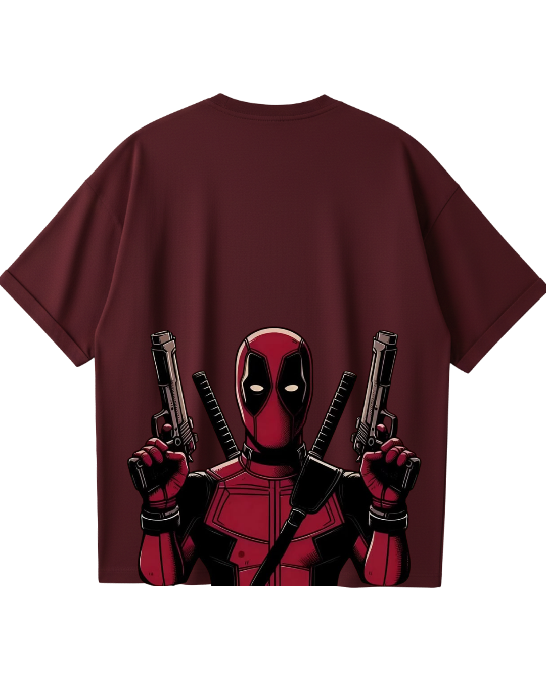 Deadpool Maroon Design Oversized Tee