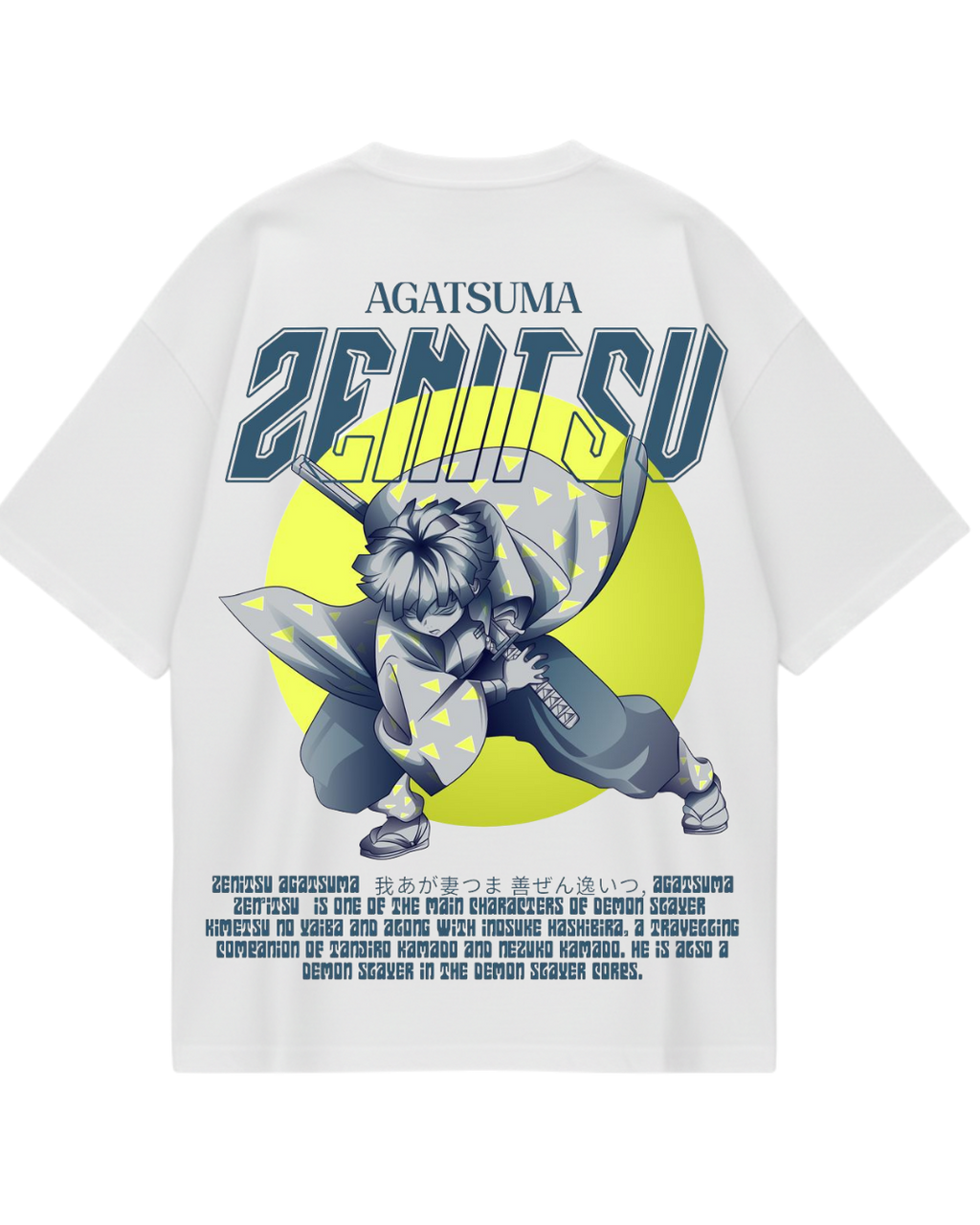 Demon Slayer Zenitsu White Oversized Tee