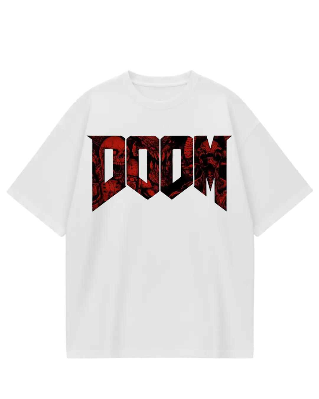 Dr Doom White Name Oversized Tee