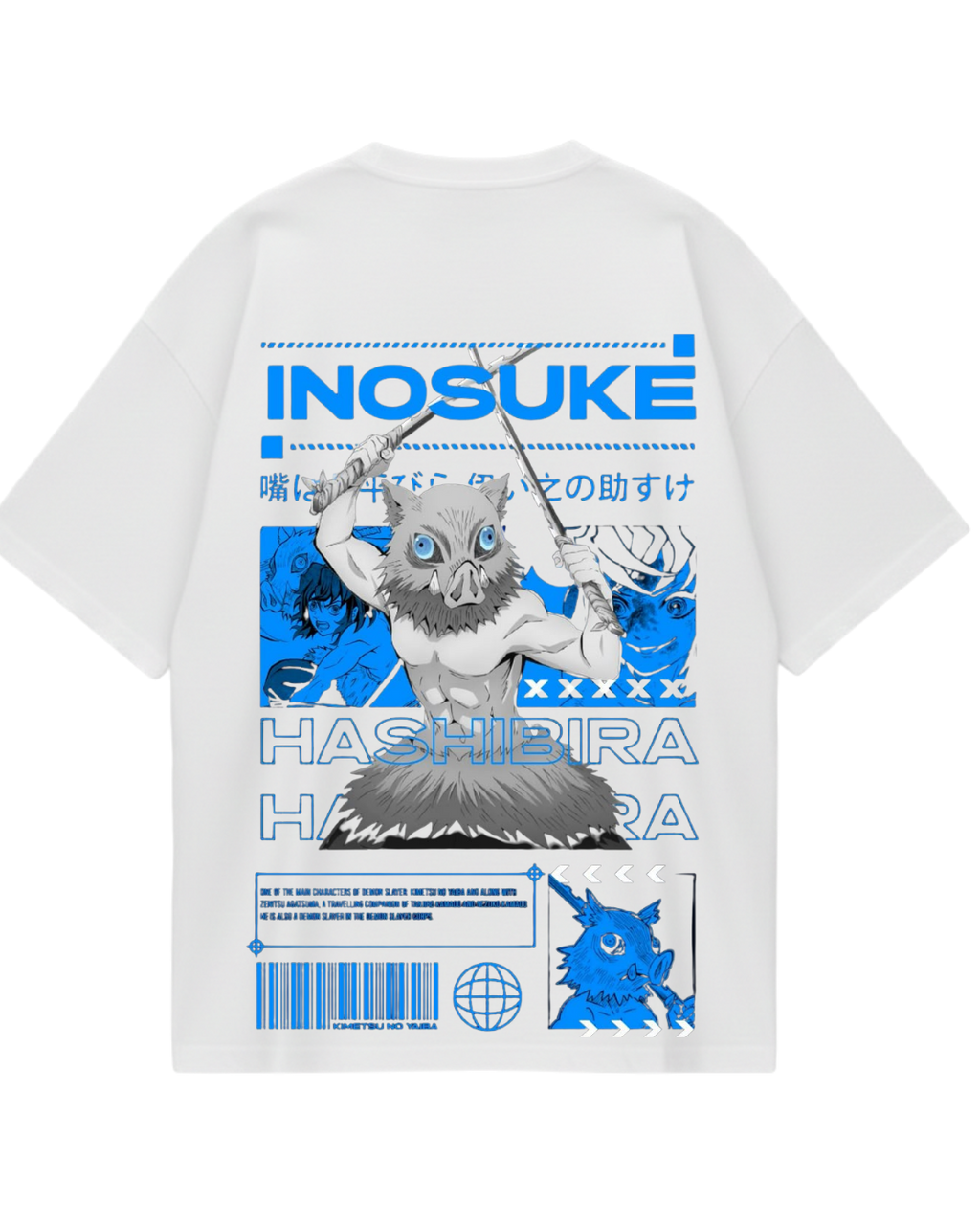 Demon Slayer Inosuke White Oversized Tee