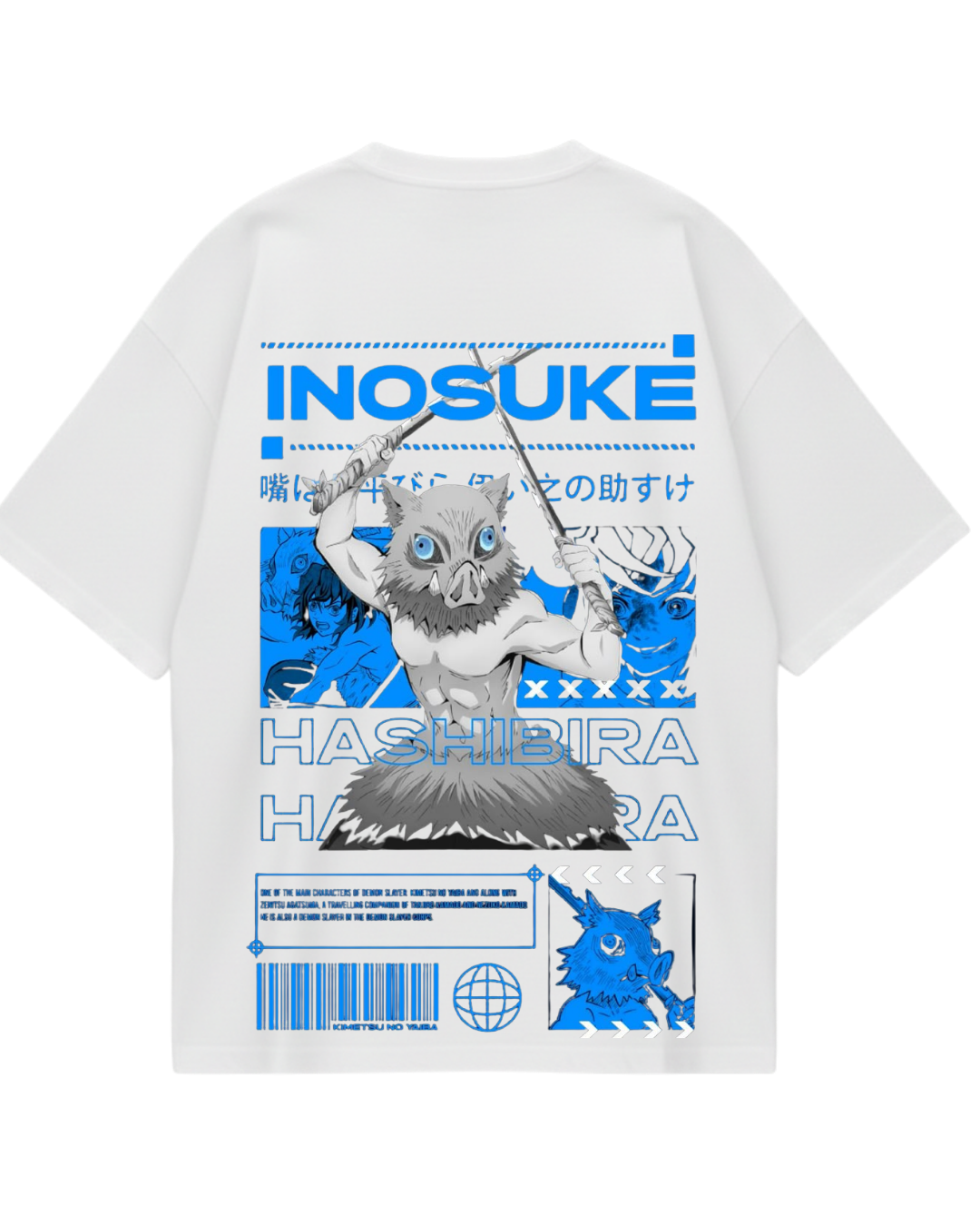 Demon Slayer Inosuke White Oversized Tee