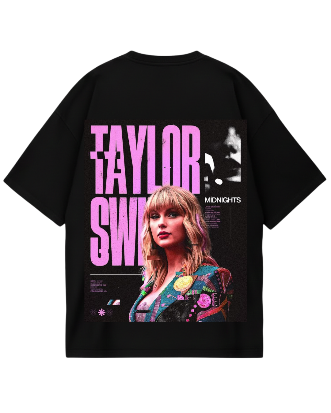 Taylor Swift Poster Black Oversized Tee