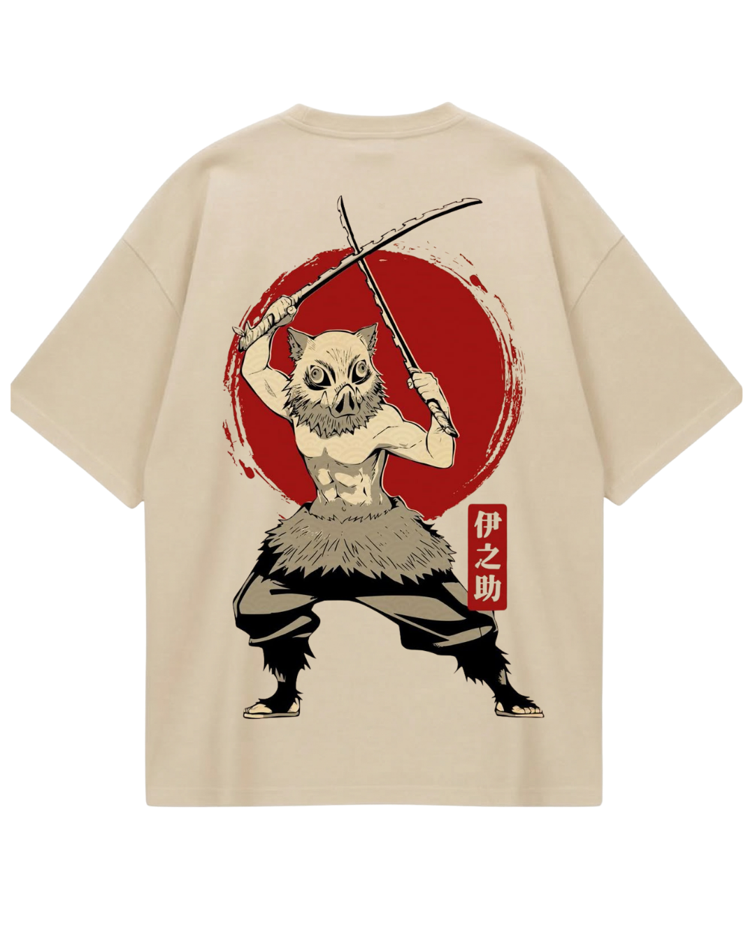 Demon Slayer Inosuke Beige Oversized Tee