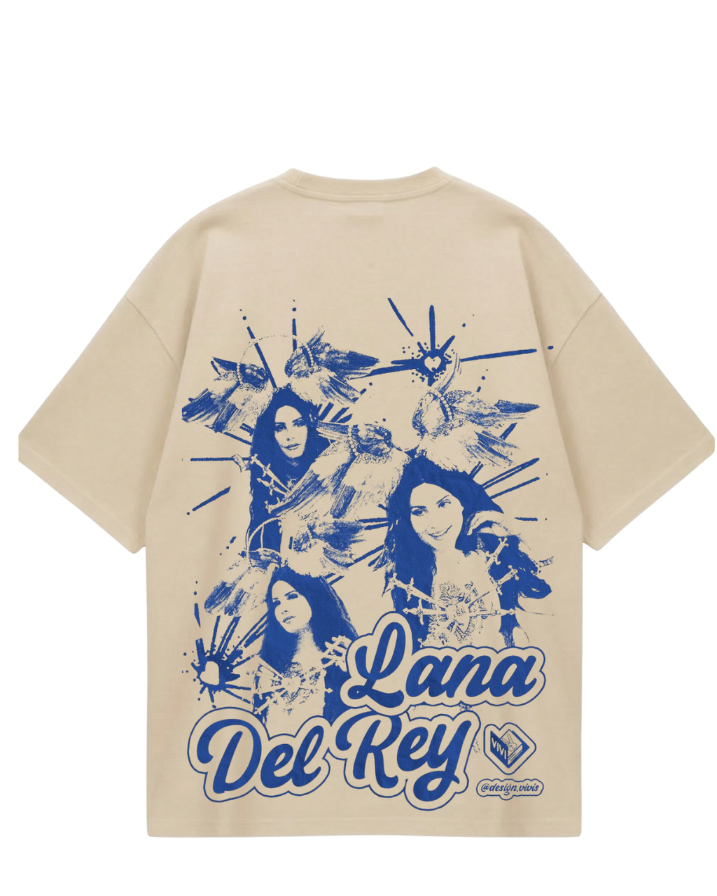 Lana Del Rey Beige Blue Oversized Tee