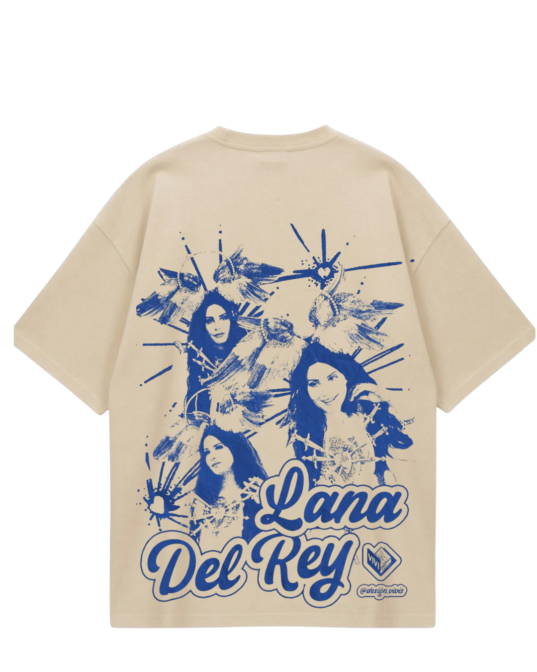 Lana Del Rey Beige Blue Oversized Tee