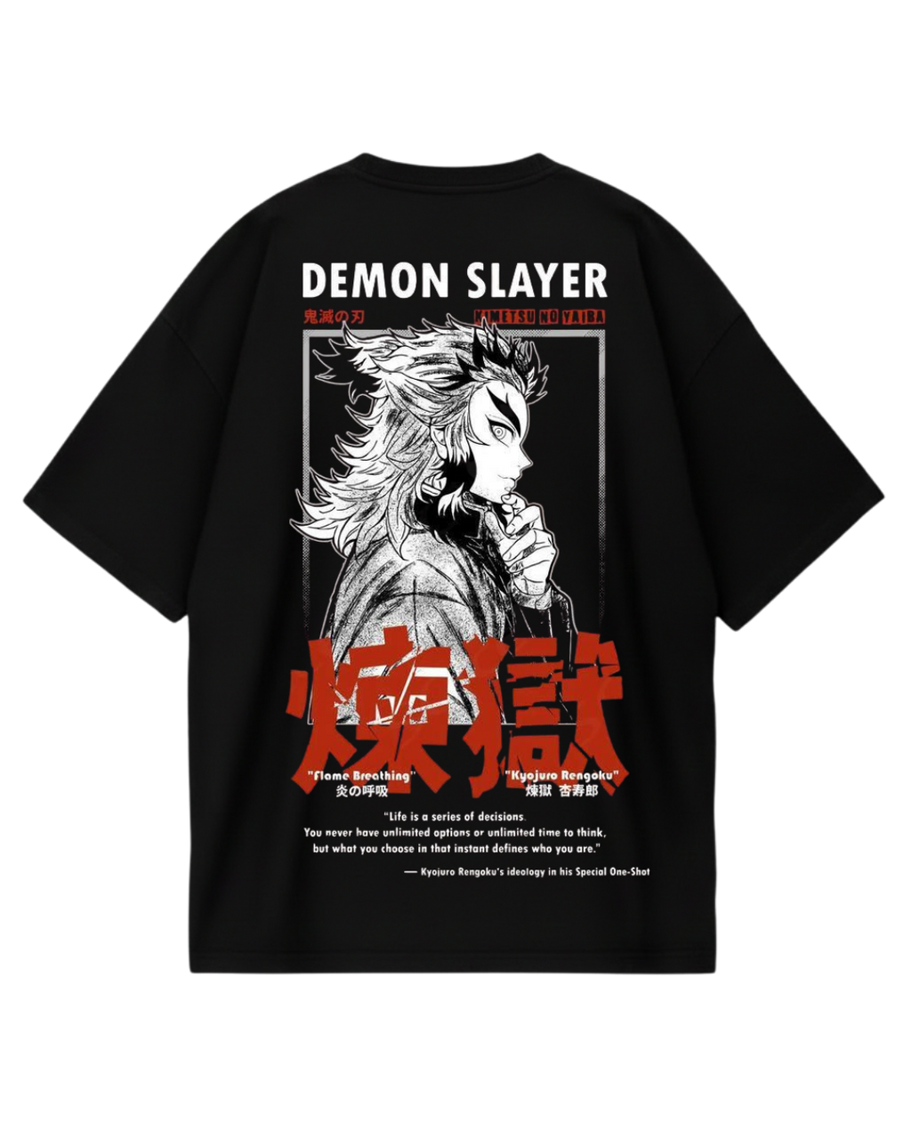 Demon Slayer Rengoku Black Oversized Tee