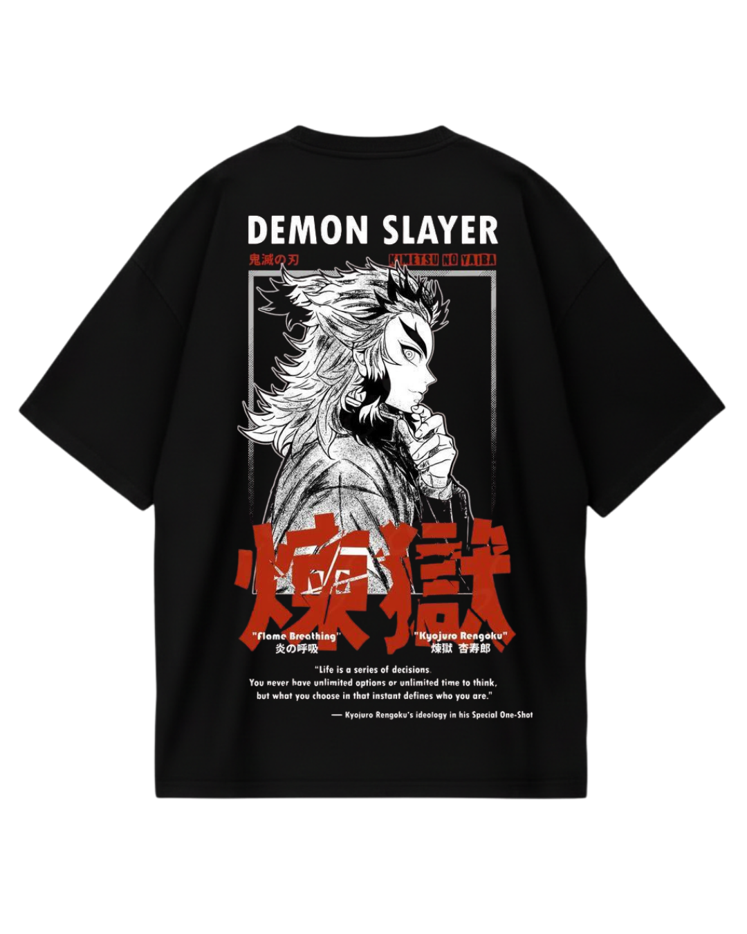 Demon Slayer Rengoku Black Oversized Tee