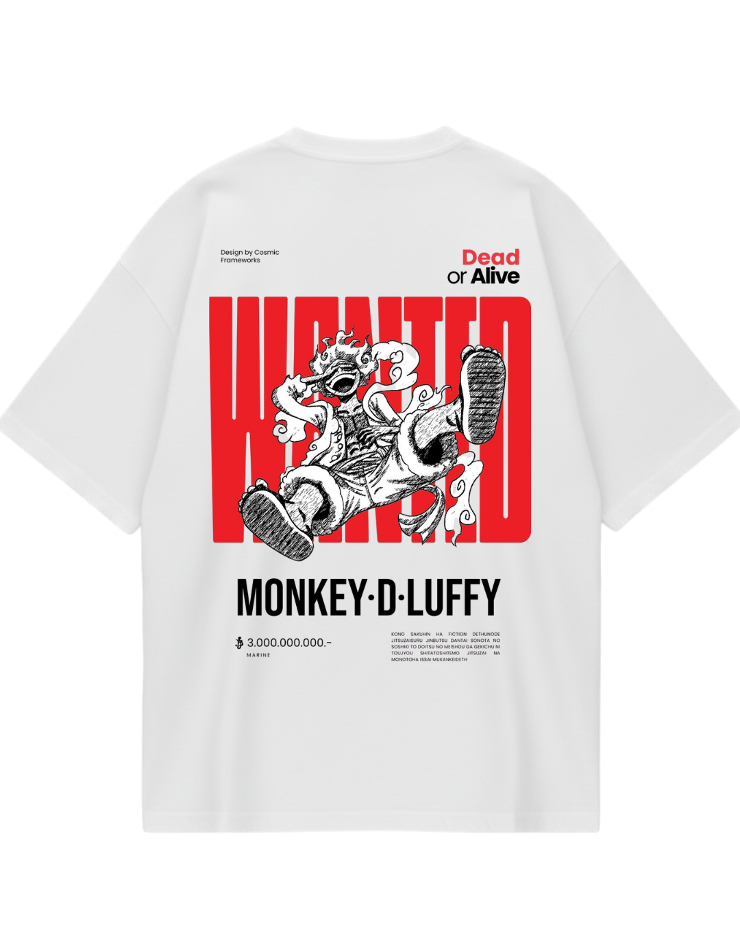 One Piece White Luffy Oversized Tee