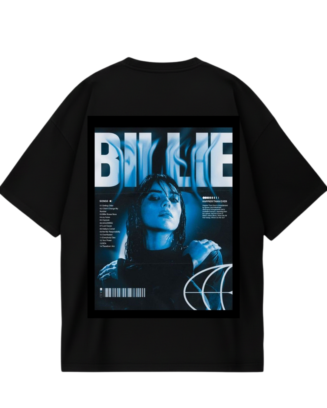 Billie Eilish Black Blue Design Oversized Tee