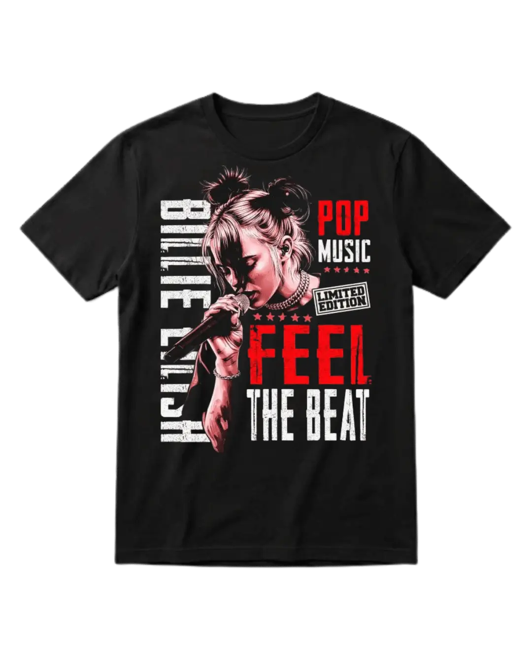 Billie Eilish Red Black Half Sleeves
