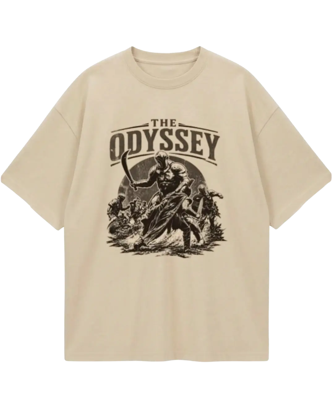 The Odyssey Beige Front Oversized Tee