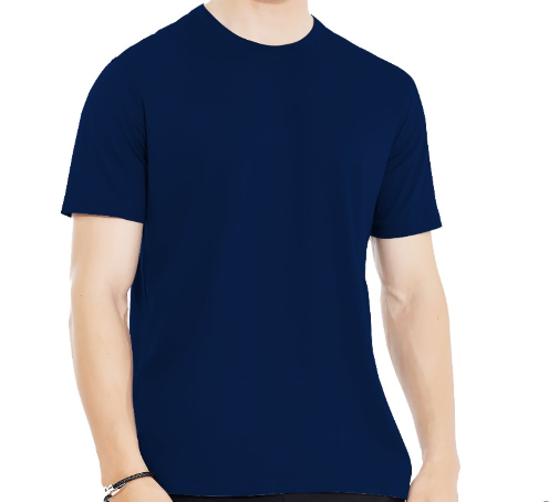 Plain Navy Blue Half Sleeves Tee
