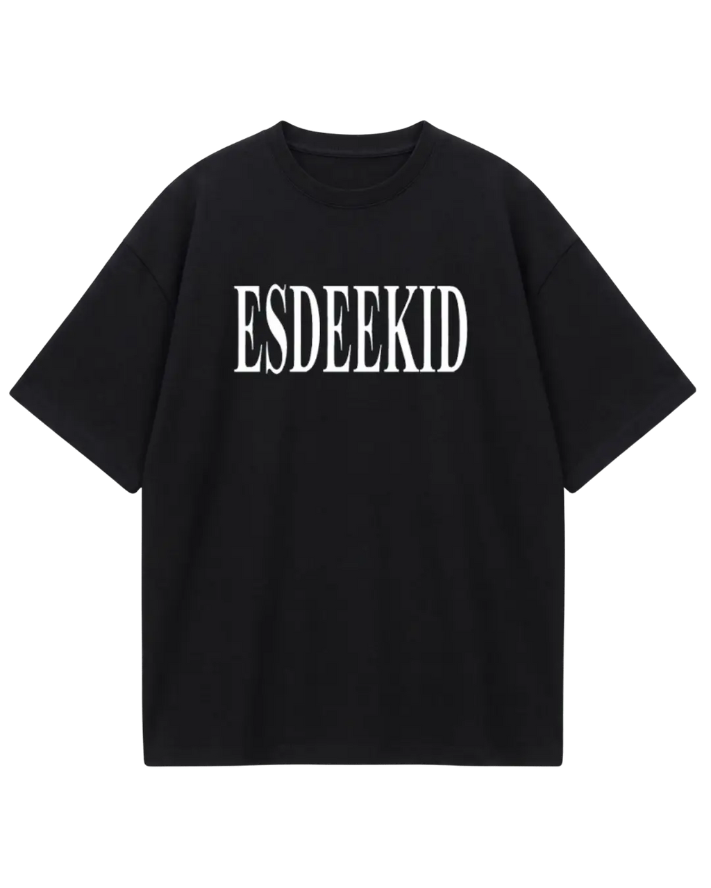 EsDeekid Black Design Oversized Tee