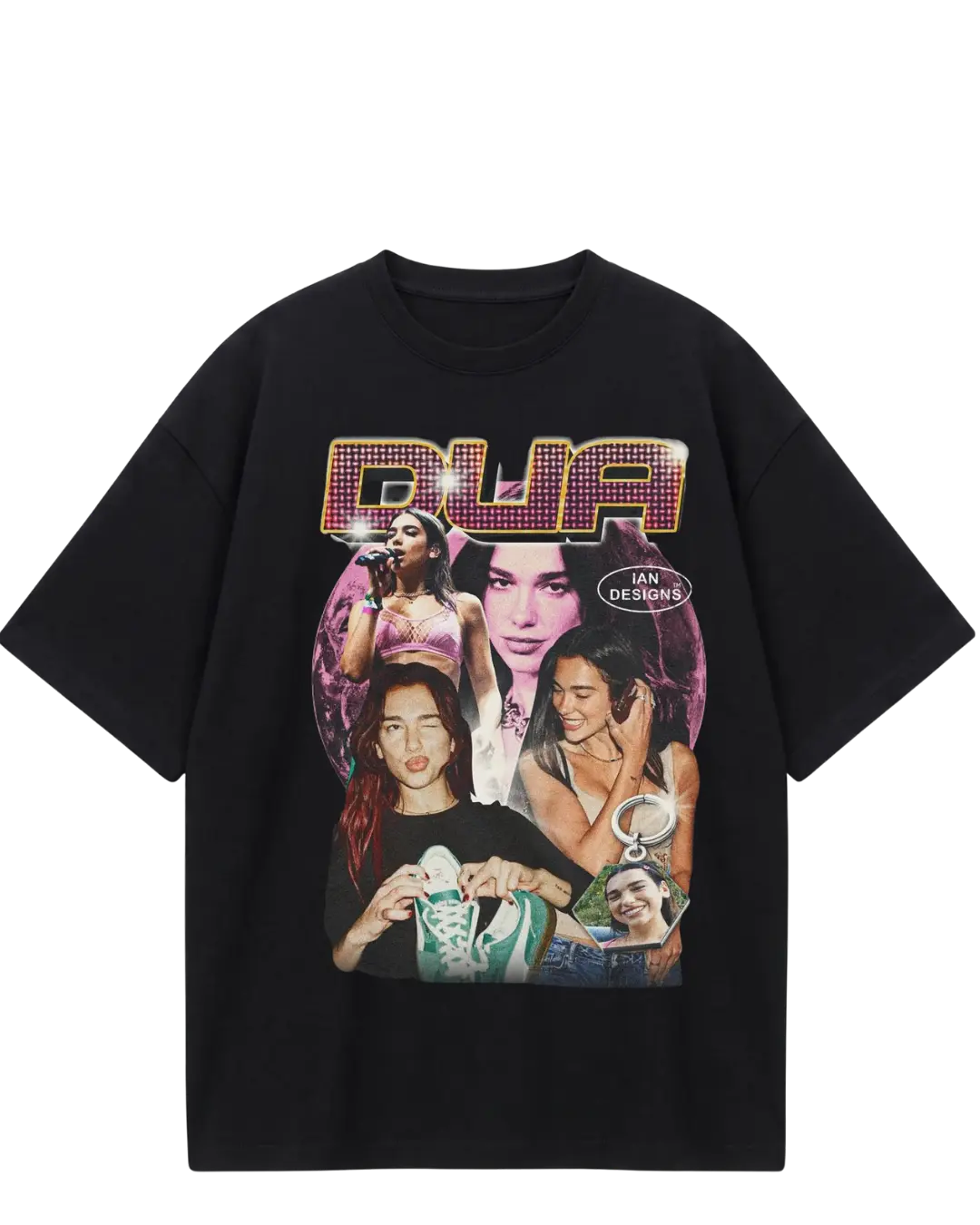 Dua Lipa Black Retro Oversized Tee