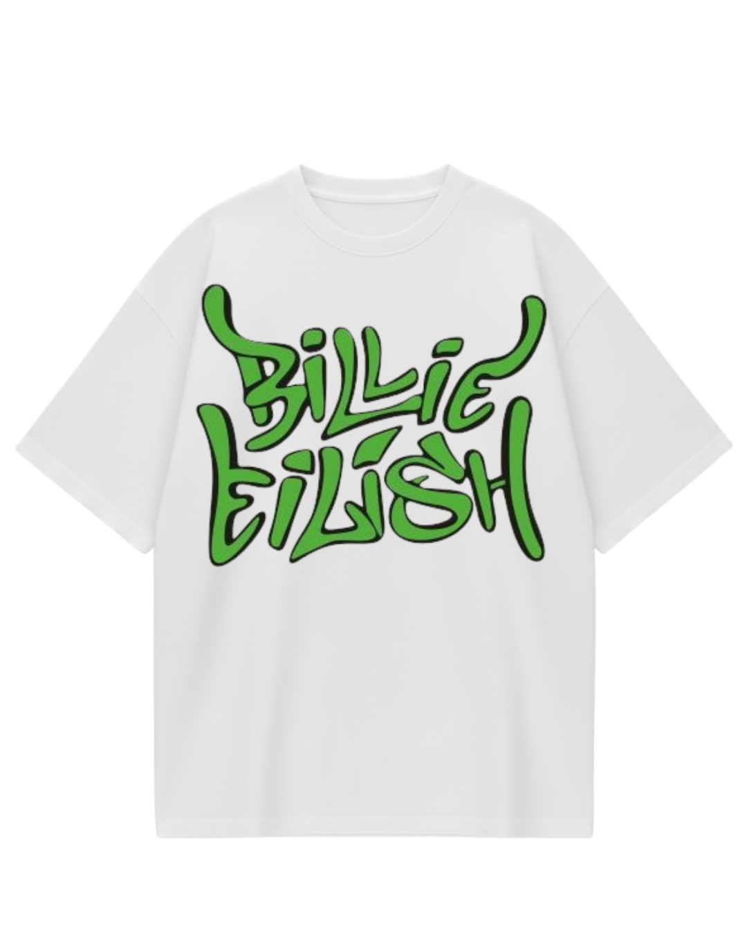 Billie Eilish Word Green White Oversized Tee