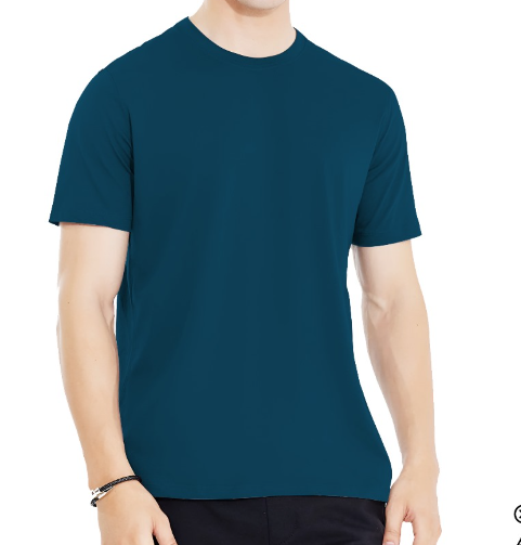 Plain Petroleum Blue Half Sleeves Tee