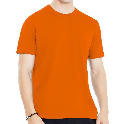 Plain Orange Half Sleeves Tee