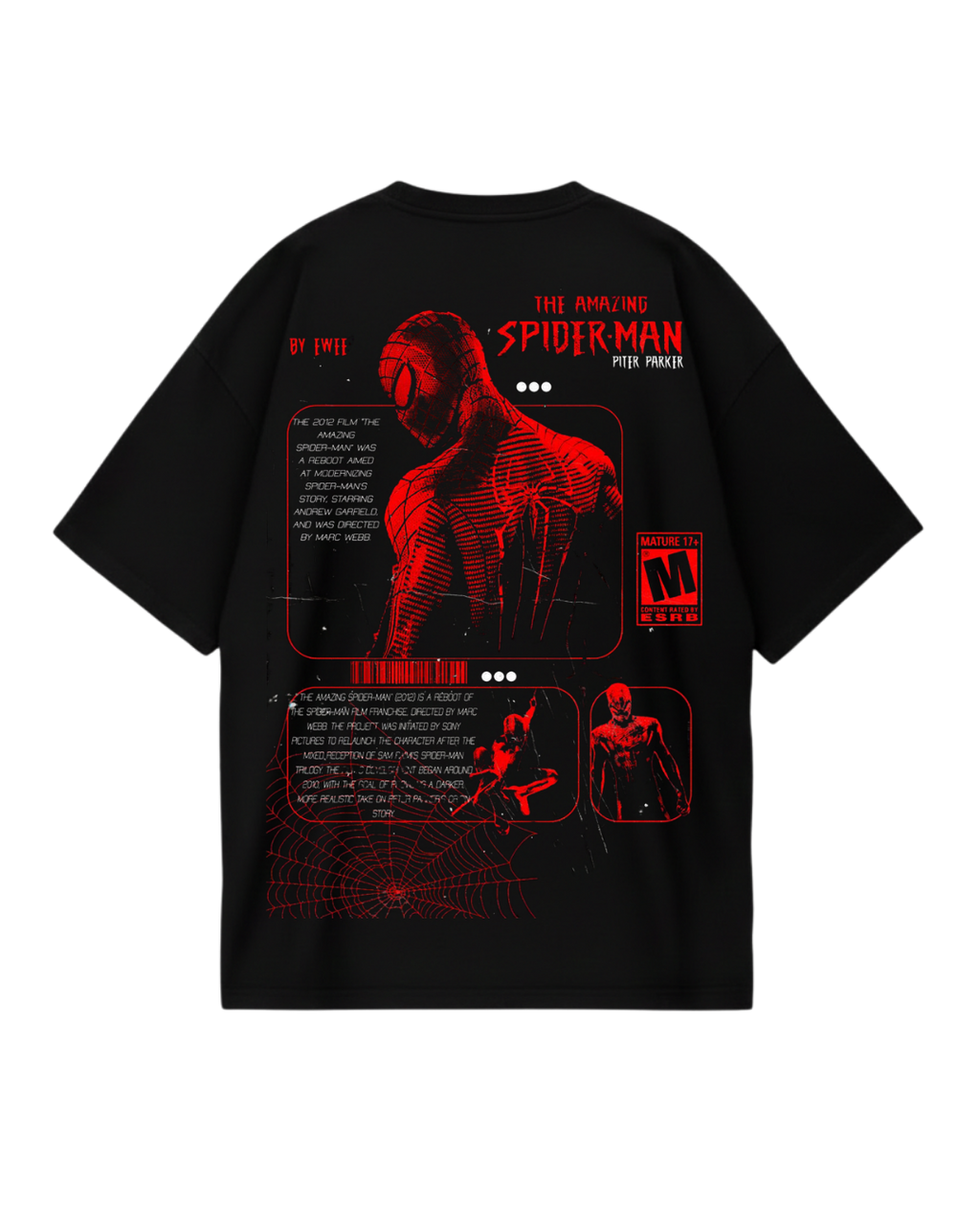 Spider Man Black Poster Oversized Tee