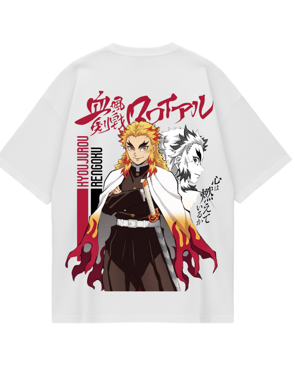 Demon Slayer Rengoku White Oversized Tee