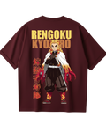 Demon Slayer Rengoku Maroon Oversized Tee