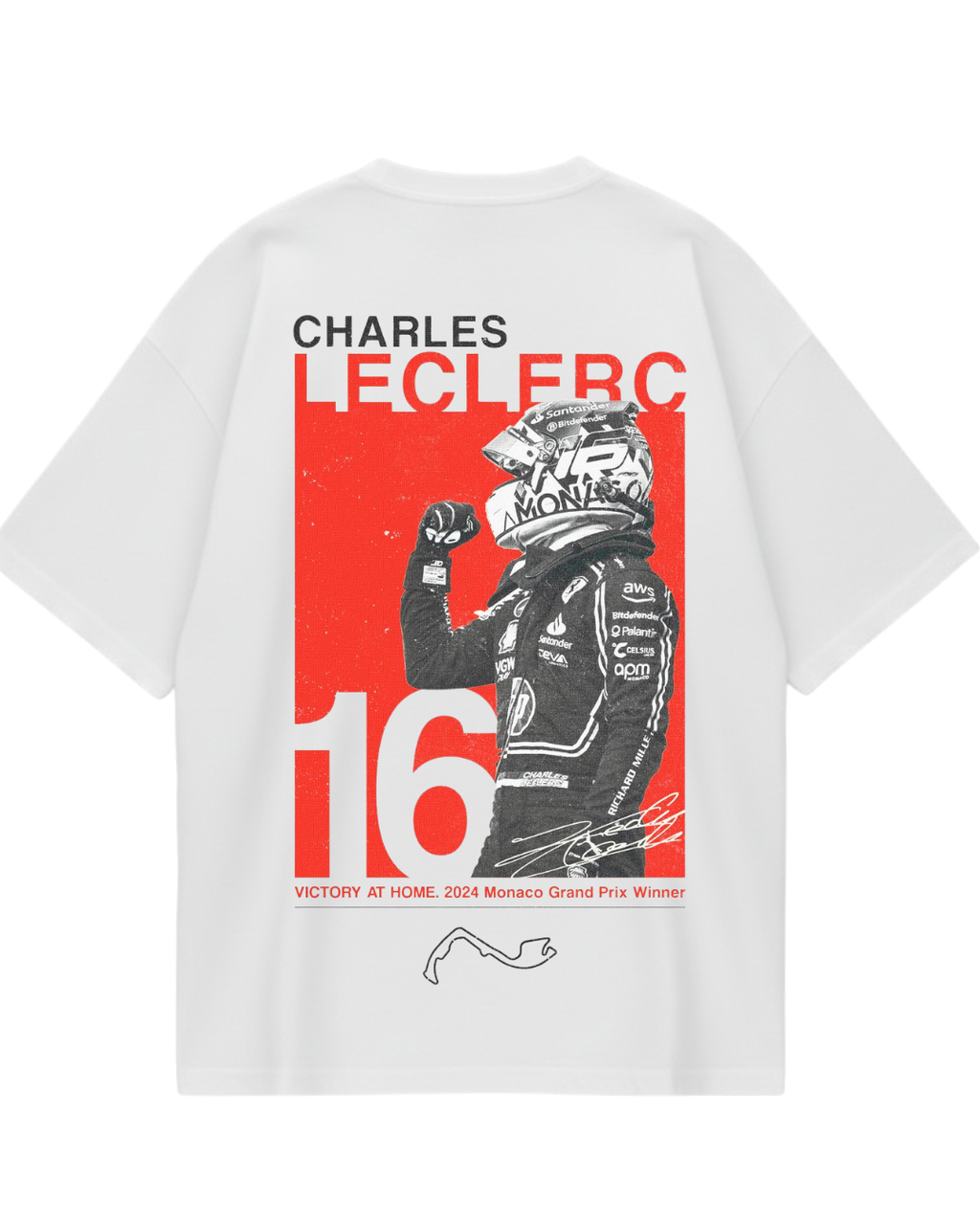 Charles Leclerc White Oversized Tee