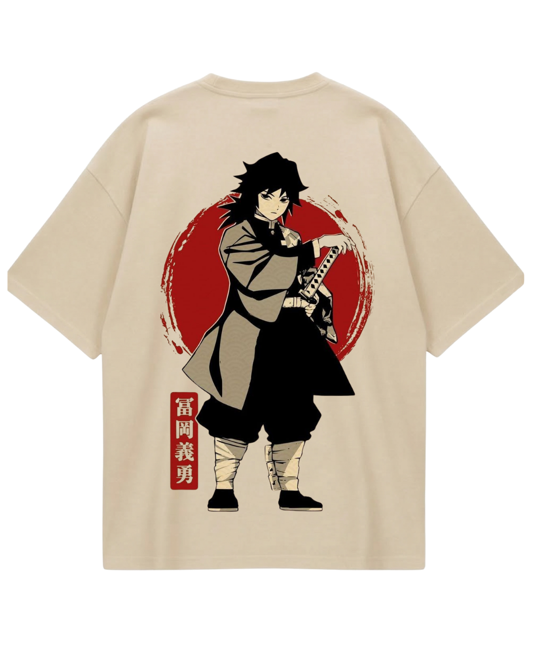 Demon Slayer Giyu Tomioka Beige Oversized Tee