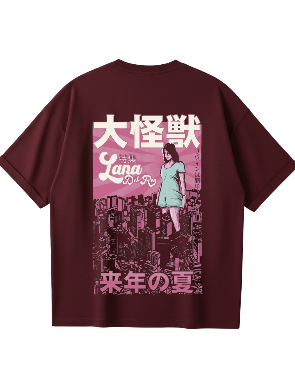 Lana Del Rey Maroon Poster Oversized Tee