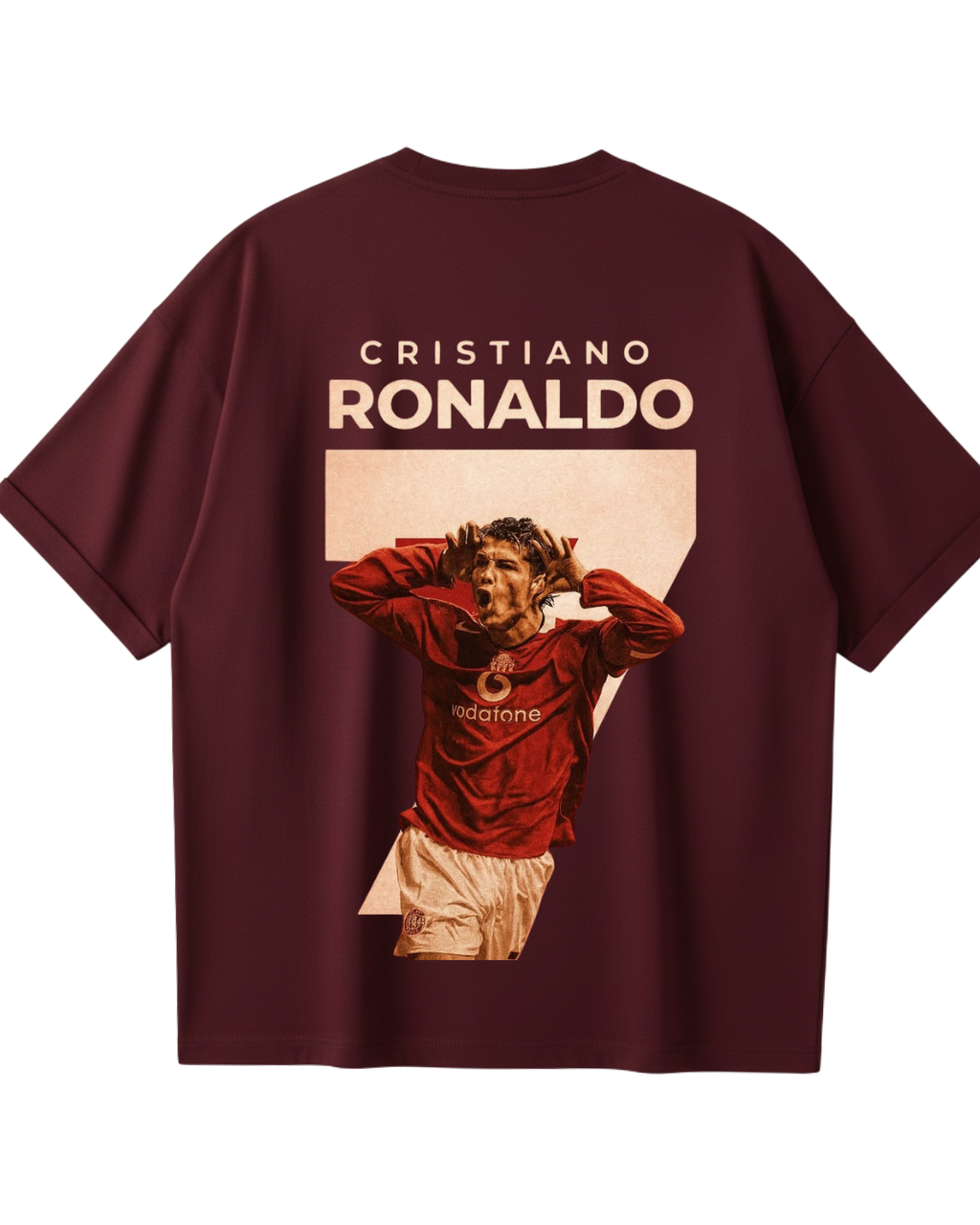 Cristiano Ronaldo Maroon Oversized Tee
